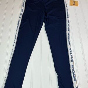 Stitch Girls 7/8 Navy Blue Leggings with White Side Stripes NWT